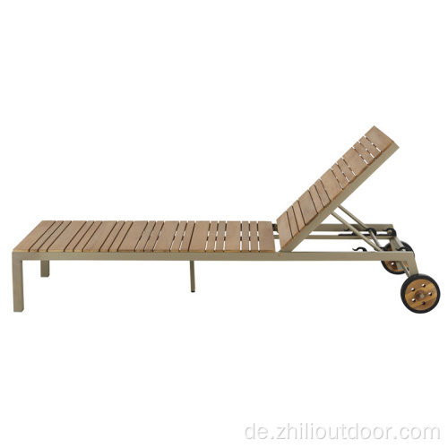 Gartenmöbel Outdoor Aluminium Teak-Sonnenliege